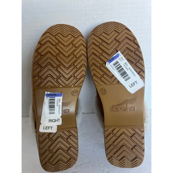 NWT Dansko Professional Tan Suede Cream Shearling Clog Comfort Slip On Shoes 7 - Picture 10 of 12